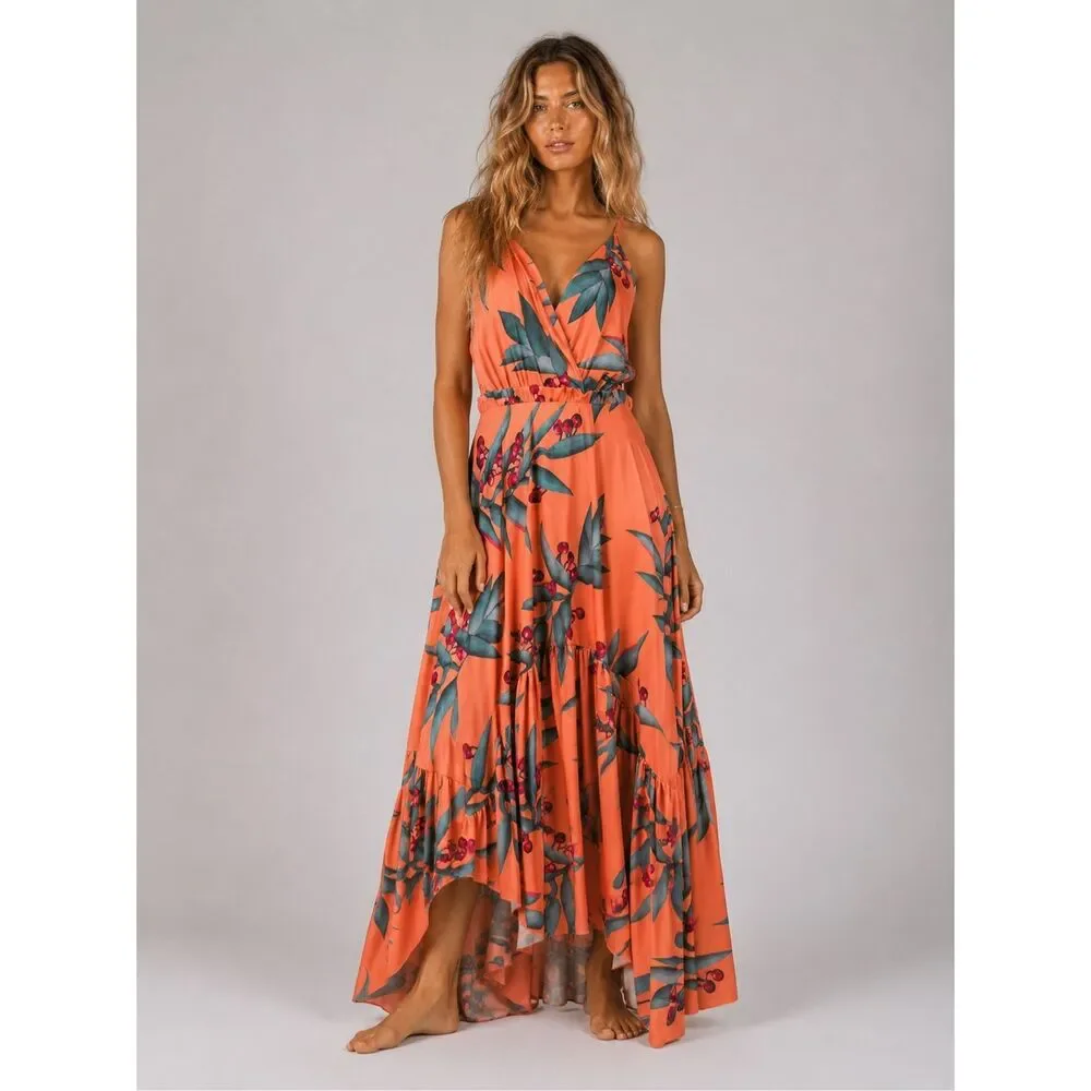 patbo orange dress Daring Coral Bridesmaid Dresses: PatBO Cutout Printed Maxi Dress